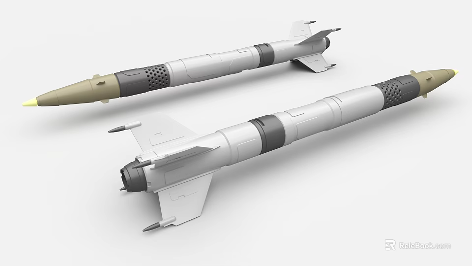 Industrial Missile Equipment Design Featuring Warhead Propulsion Section And Stabilizing Fins 3d model 