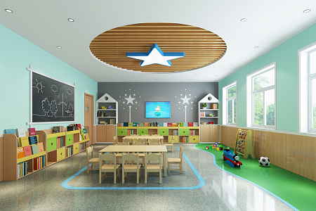 Nordic Kindergarten Classroom Activity Room Music Room Art Room Painting Room Multi-function Hall Early Education Center 3d model