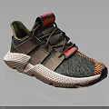 Comfortable Sports Sneakers With Green Mesh Upper Brown Leather Straps Red Accents And Textured Sole