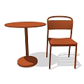 Modern Orange Round Table And Chair Set With Sleek Design 3d model