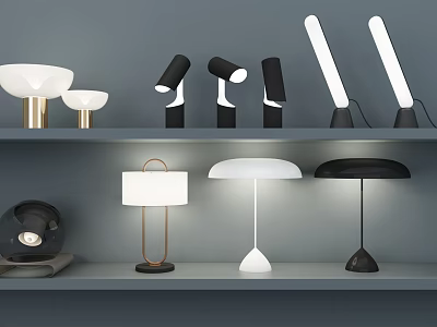 Modern Stylish Table Lamps With Various Designs And White Black Finishes For Home Decor 3d model