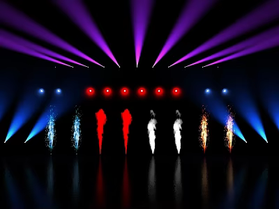 Colorful Performance Stage With Purple Blue Red Lights And Colored Smoke Effects 3d model