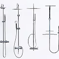 Various Modern Shower Head Systems Featuring Multiple Styles And Stainless Steel Construction 3d model