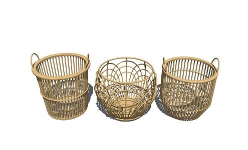 Modern Storage Basket Rattan Laundry Basket 3d model