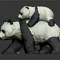 Game Movie Character Giant Panda Parent Carrying Baby Cub 3D Sculpture Design