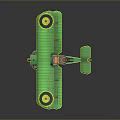 Green Toy Biplane Model With Yellow Black Emblems And Orange Struts