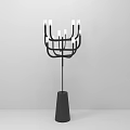 Modern Black Floor Lamp With Multiple Arms White Light Shades And Conical Base