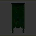 Vintage Green Wooden Cabinet Furniture With Two Drawers And Carved Leg Design