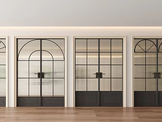 French Retro Double Door Ironwork Door Changhong Glass Door 3d model