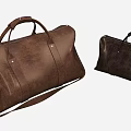 Brown Leather Duffel Bags In Large And Small Sizes With Handle Straps