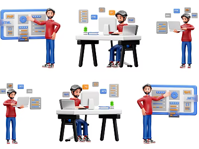 Modern Home Decorative Ornament Set With Creative Designs And Diverse Styles For Living Room Decor 3d model