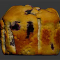 Golden Freshly Baked Blueberry Muffin With Moist Texture And Visible Berries
