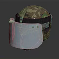 Camouflage Patterned Safety Helmet Featuring Metal Face Shield and Adjustable Straps