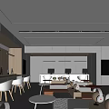 Modern Lounge Area Interior Design With Comfortable Orange White Seating Small Tables And Green Plants