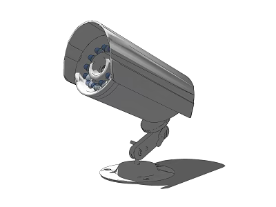 Projection Surveillance Camera 3D Outdoor Model With Lens And Mounting Bracket 3d model