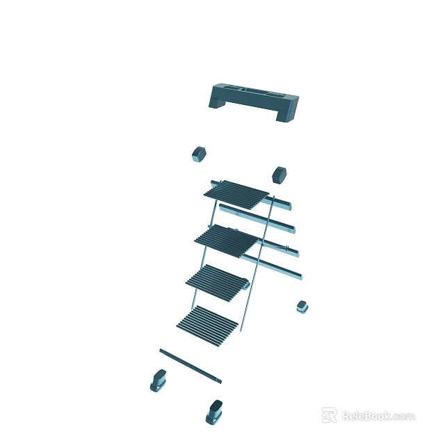 Modular Metal Shelving System With Adjustable Layers And Mounting Hardware Parts 3d model 