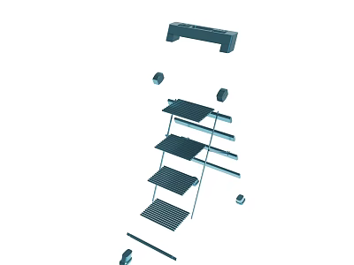 Modular Metal Shelving System With Adjustable Layers And Mounting Hardware Parts 3d model