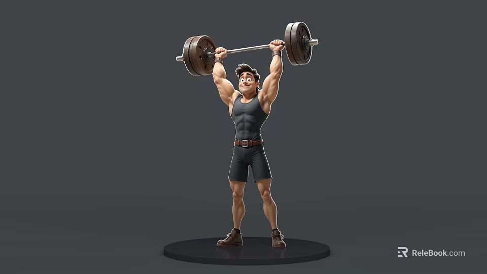 Powerful Man Lifting Heavy Barbell With Ripped Muscles And Focused Expression 3d model 
