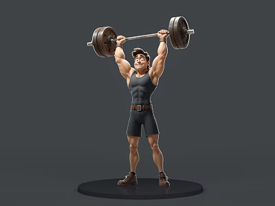 Powerful Man Lifting Heavy Barbell With Ripped Muscles And Focused Expression 3d model