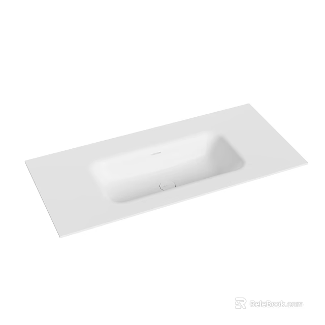 Sleek Modern White Ceramic Rectangular Countertop Washbasin with Smooth Surface 3d model 