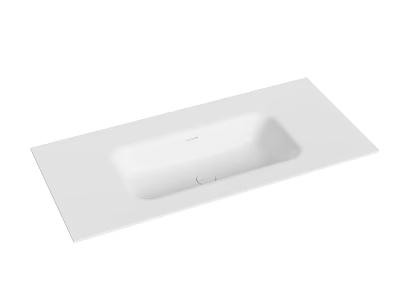 Sleek Modern White Ceramic Rectangular Countertop Washbasin with Smooth Surface 3d model