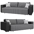 Large Checkered Pattern Sofa With White Cushions And Black Armrests Design 3d model