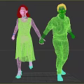 Couple Holding Hands Walking By Seaside In Light Dress And Red Jacket