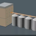 Industrial Equipment For Large Storage Tanks With Connecting Structure And Adjacent Building