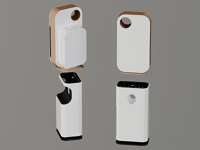Modern Vertical Household Electrical Appliances With White Body Brown Black Accents And Different Designs 3d model