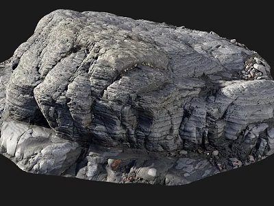 Natural Stone With Layered Structure And Wood Accents For Rustic Design Projects 3d model