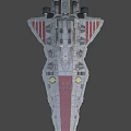 Interstellar Metal Fighter Ship With Detailed Red Gray Design In Cosmic Space