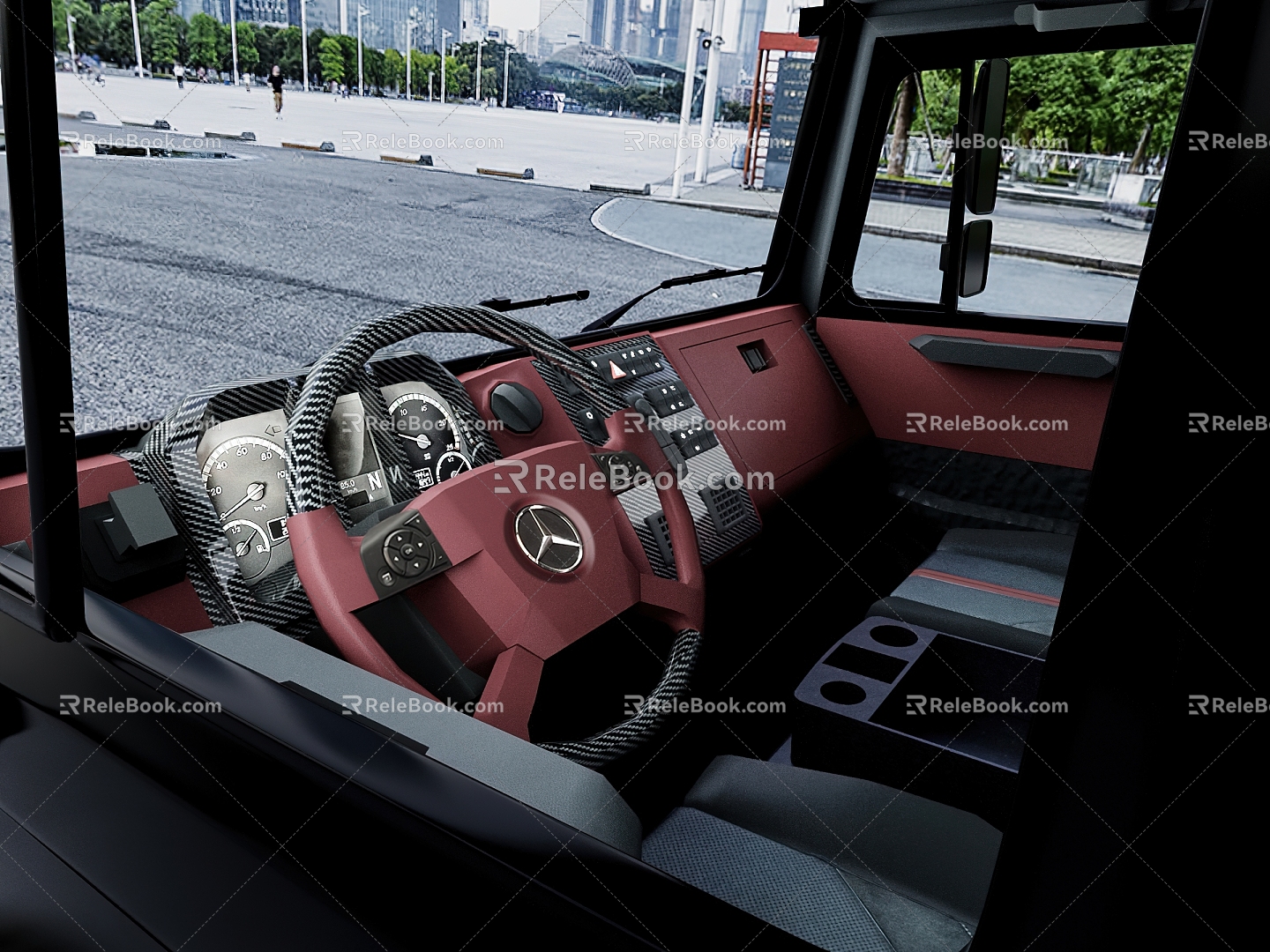 Unimock cab interior dashboard seat personalization 3d model