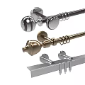 Curtain Rods With Decorative Finials And Metal Hanging Rings