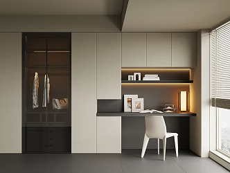 Modern desk integrated wardrobe 3d model