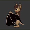 Cute Fantasy Game Character With Large Ears Green Eyes And Brown Bat Wings