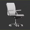 Modern White Upholstered Office Chair With Silver Metal Frame And Rolling Casters