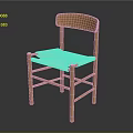 Light Wood Leisure Chair With Woven Seat Curved Backrest And Simple Design