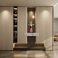 Italian Cream Middle Style Grille Style No Main Lamp Entry Partition Entrance 3d model