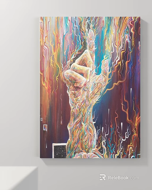 Abstract Hand Art Painting With Colorful Swirls And Dynamic Texture Background 3d model 