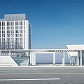 Modern High Rise Office Building With Glass Facade And Geometric Architectural Design