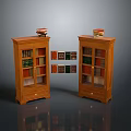 Wooden Bookcases With Multiple Shelves Books Decorative Items On Top And Small Picture Frames