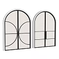 Modern Double Doors With Arched Glass Panels And Black Metal Frames