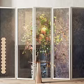 Modern Multi Panel Room Divider Screen With Artistic Natural Patterns For Interior Decor 3d model