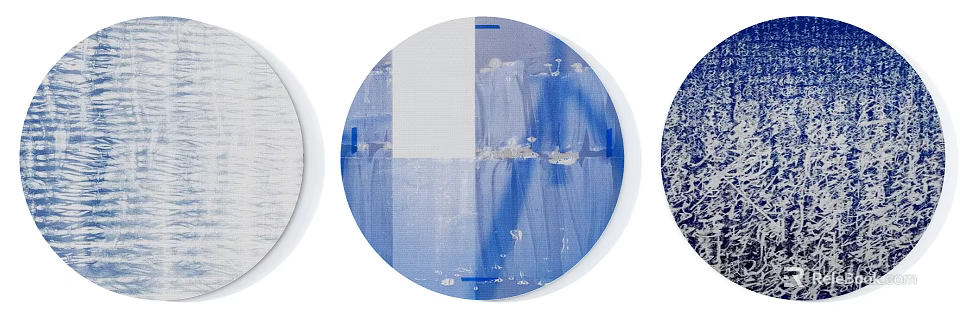 Modern Round Rug With Abstract Blue Textured Pattern For Home Decor 3d model