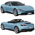 Light Blue Sports Car Convertible And Hardtop Versions