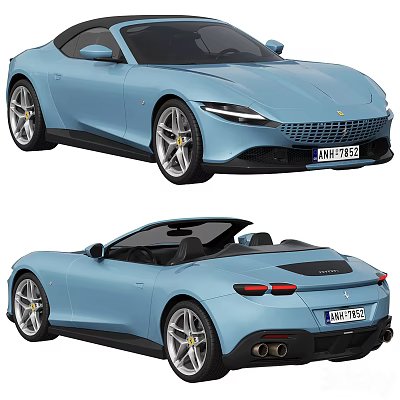 Light Blue Sports Car Convertible And Hardtop Versions 3d model