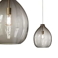 Modern Teardrop Glass Chandelier With Brass Finish And Visible Filament Bulb