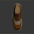 Brown Casual Brogue Shoes With Leather Upper Black Laces And White Sole