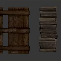 Wooden Train Model With Track Structure Made Of Planks And Logs