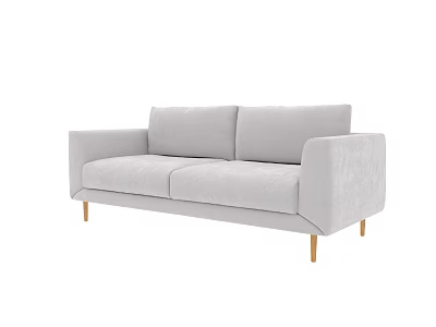 Light Gray Two Seater Sofa With Modern Style And Wooden Legs 3d model